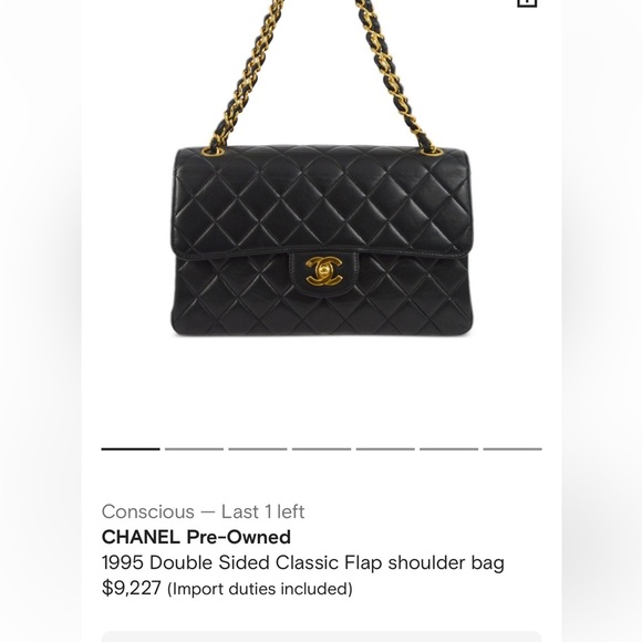 Extremely rare Chanel vintage lambskin two faced double flap bag 18k gold - Picture 4 of 16